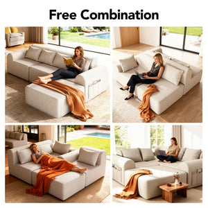 4-Piece L-Shaped Modular Sectional Sofa with Ottoman
