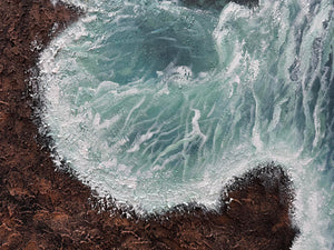 24x36" Hand-Painted 3D Texture Abstract Sea Wave Oil Painting – Modern Minimalist Canvas Wall Art