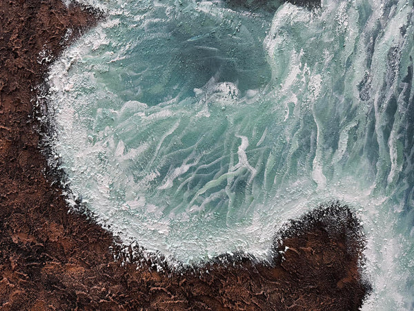 24x36" Hand-Painted 3D Texture Abstract Sea Wave Oil Painting – Modern Minimalist Canvas Wall Art