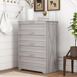 4-Drawer Dresser with Golden Handles – White, Wash Grey, Light Oak