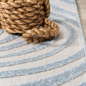 High-Low Abstract Striped Indoor Outdoor Area Rug 7'9" x 10'