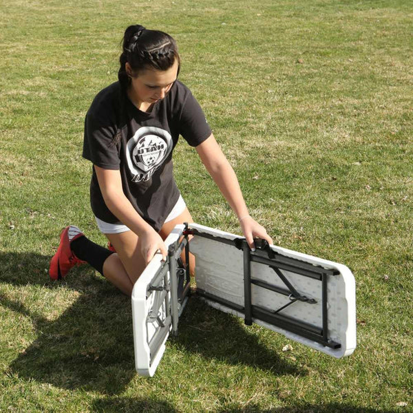 6-Foot Fold-in-Half Folding Bench – White Granite