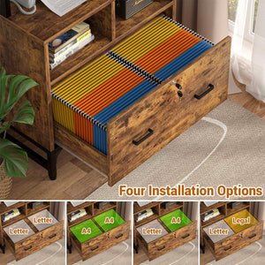 Vertical File Cabinet with Charging Station