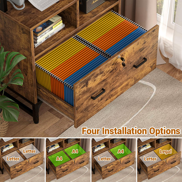 Vertical File Cabinet with Charging Station