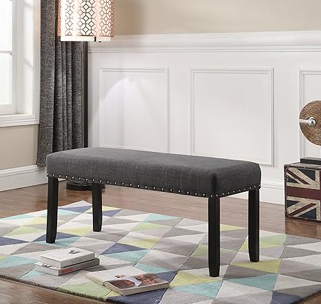 Fabric Dining Bench with Nailhead Trim