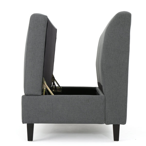 Fabric Storage Loveseat with Hidden Storage - Charcoal