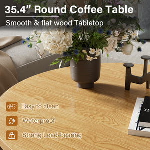 Round Wood Coffee Table 35.4"