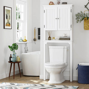 Over The Toilet Storage Cabinet with Adjustable Shelves and Double Doors