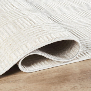 Cream Checkered Minimalist Area Rug