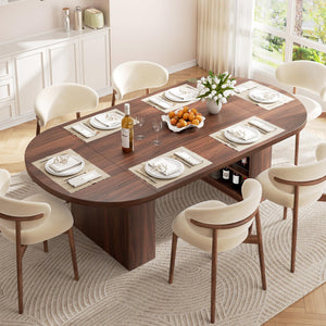 Oval Dining Table with Storage Shelves — Seats 6 to 10