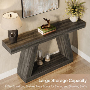 Farmhouse Console Table 55-Inch with Storage