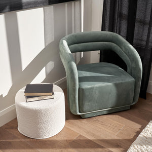 Round Boucle Pouf Ottoman Footrest