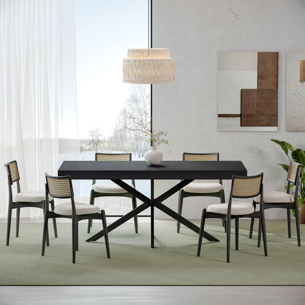 Extendable Rectangular Dining Table with Hidden Storage