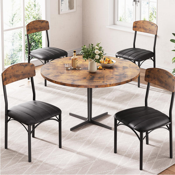 Upholstered Dining Chairs Set of 4 – PU Leather, Metal Legs