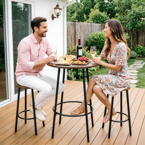 3-Piece Round Pub Dining Set with 2 Counter Height Bar Stools