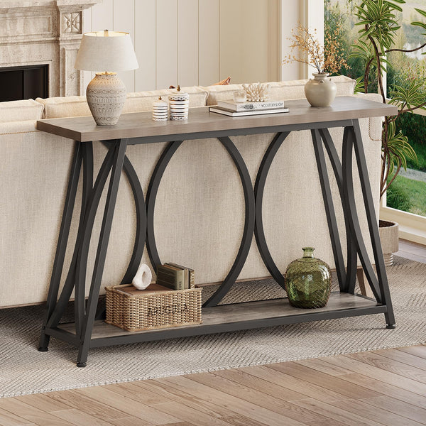 47-Inch Industrial Console Table with Shelves