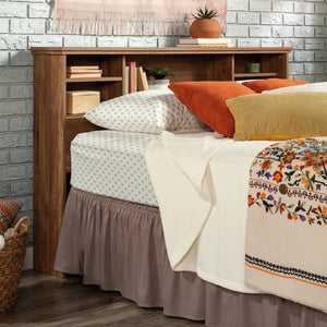 Full Queen Bookcase Headboard with Storage Shelves and Charging Station