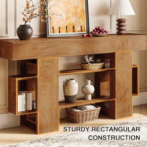 63" Farmhouse Console Table with Storage Shelf