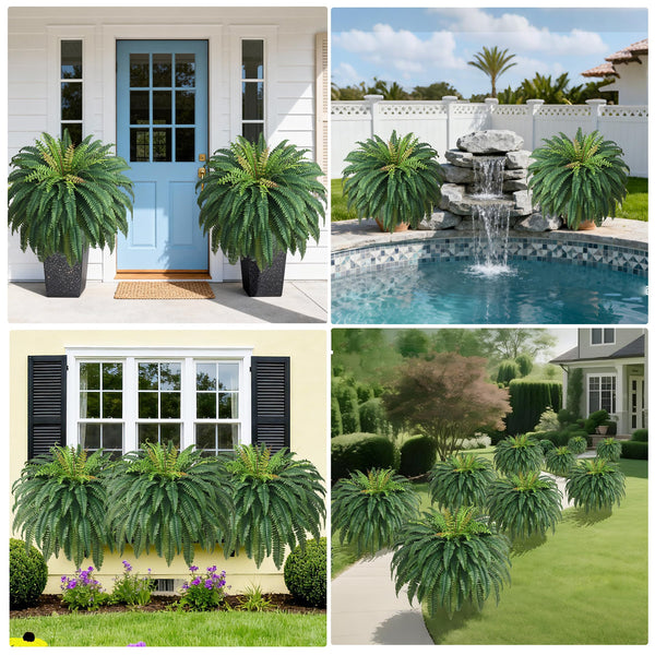 Large Artificial Boston Fern – UV Resistant Faux Fern for Outdoor & Indoor Decor