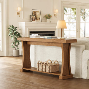 63-Inch 2-Tier Console Table with Storage Shelves