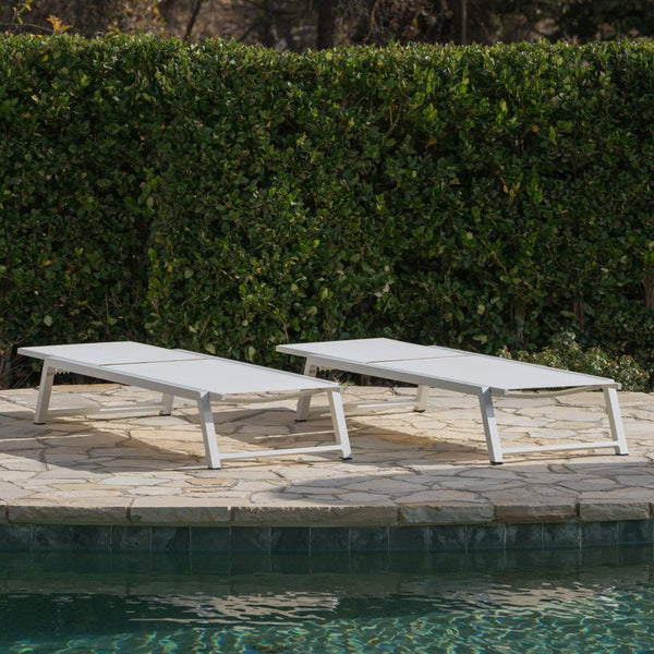 Outdoor Mesh Chaise Lounges Set of 2