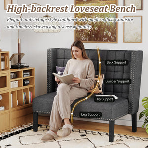 Modern Loveseat Settee Bench with Back