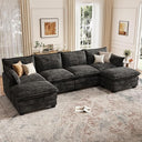 Modular U-Shaped Sectional Sofa with Movable Ottoman