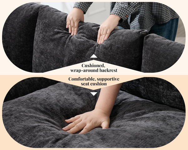 Oversized Modular Sectional Sofa – Grey Chenille