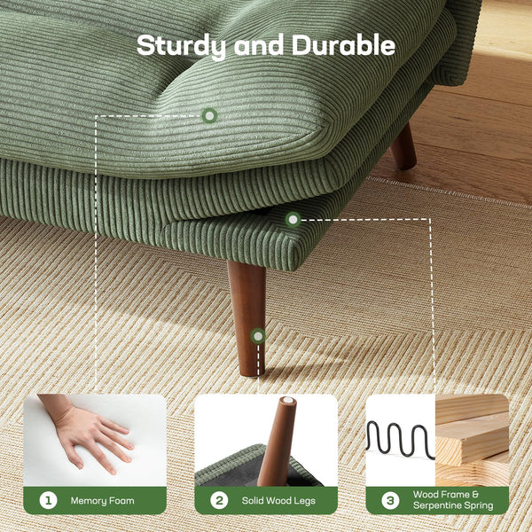 Convertible Futon Sofa Bed – Corduroy Loveseat