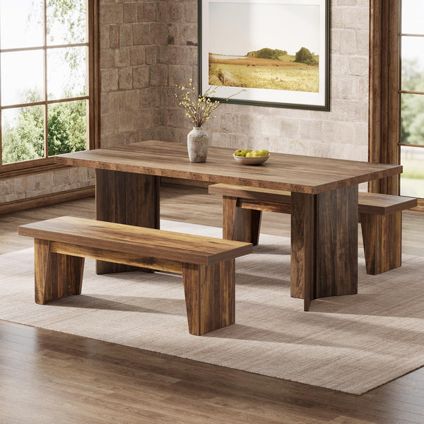 55" Farmhouse Entryway Bench – Dark Brown
