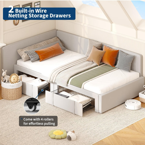 Twin Velvet Daybed with Storage Drawers