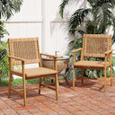 Acacia Wood Outdoor Dining Chairs with Cushions