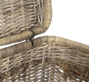 Grey Rattan Storage Hamper with Iron Frame