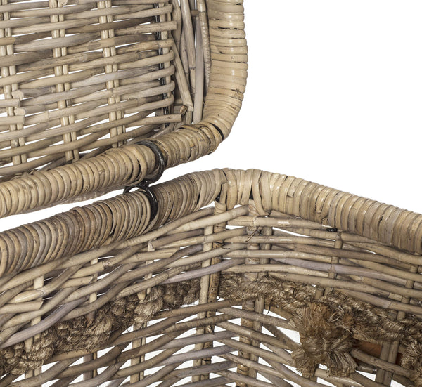 Grey Rattan Storage Hamper with Iron Frame