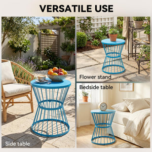 16" Steel Patio Side Table with Hourglass Design