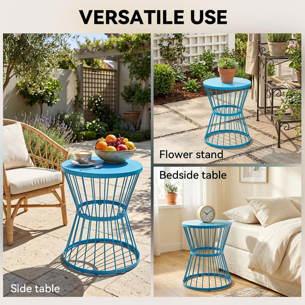 16" Steel Patio Side Table with Hourglass Design