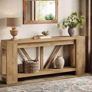 70.9" Farmhouse Console Table with Storage Shelf