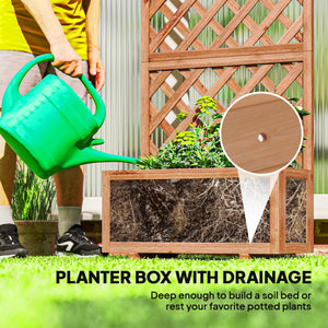 Wooden Raised Garden Bed with Trellis 59" Outdoor Planter Box with Drainage Holes