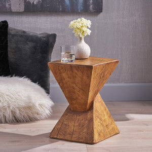 Concrete Accent Side Table – Twisted Hourglass Design