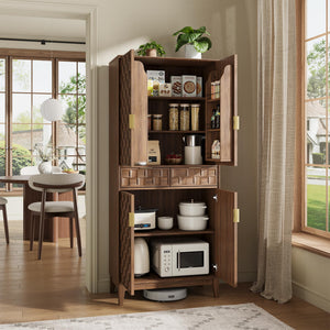 71" Tall Pantry Cabinet with Doors, Drawers & Adjustable Shelves