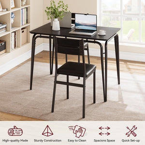 5-Piece Dining Table Set with 4 Chairs – Modern Black