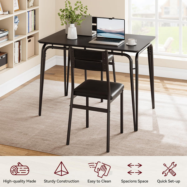 5-Piece Dining Table Set with 4 Chairs – Modern Black