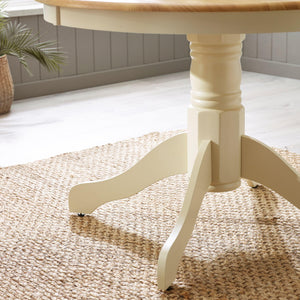 Round Wooden Dining Table Set with 4 Cross Back Chairs – Seats 4