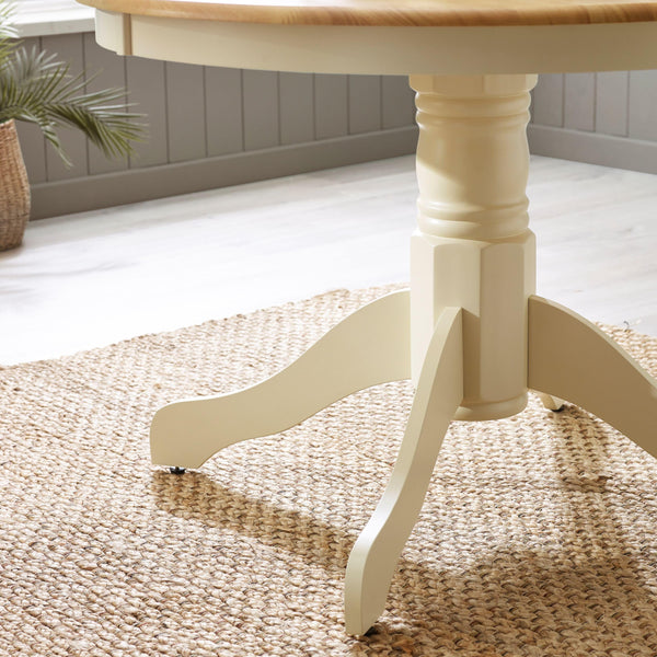 Round Wooden Dining Table Set with 4 Cross Back Chairs – Seats 4