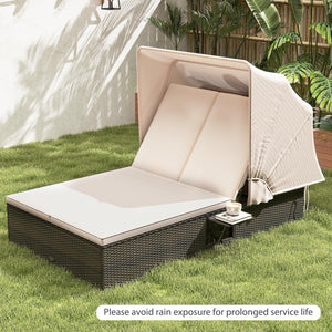 Outdoor Daybed with Retractable Canopy & 6-Position Backrest