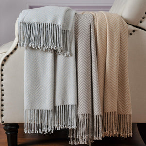 Silk Throw Blanket with Hand-Knotted Fringe