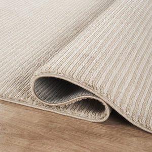 Cream Textured Stripe Area Rug – Machine Washable