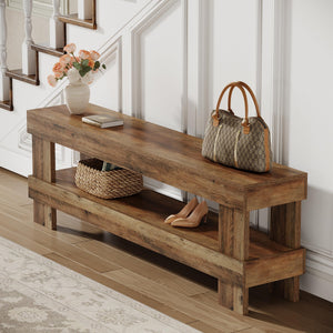 59" Entryway Shoe Bench with Storage Shelf