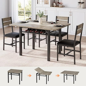 Extendable Dining Table Set for 4