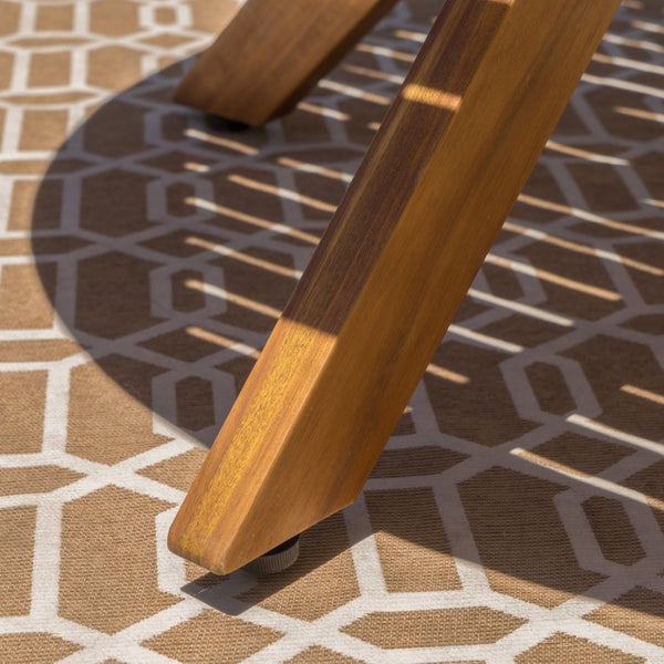 Round Outdoor Acacia Wood Dining Table – Teak Finish